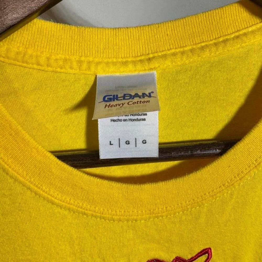 Yellow Embroidered Basil Tee With Red and Green Accents Size Large GraphicTee - Picture 3 of 7